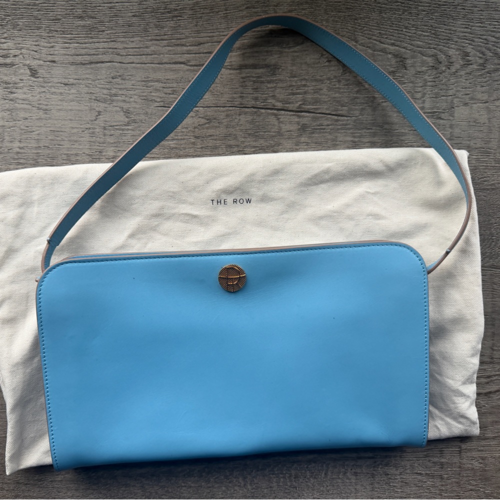 The Row Shoulder Clutch Bag in Blue Calfskin w/ Removable Strap Authentic